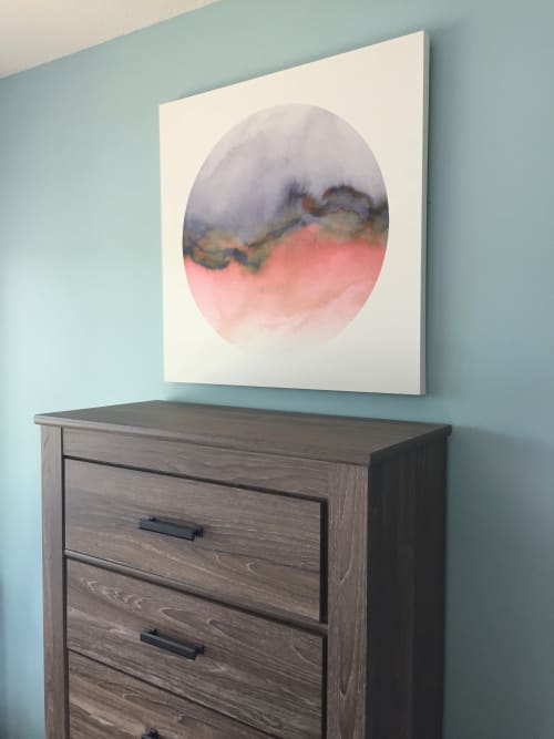 "Flow, Coral Grey" Fine Art Gallery Canvas Print, at Private Lakehouse | Paintings by Julia Di Sano