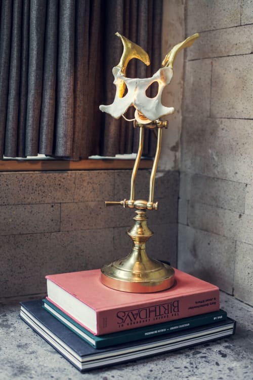 DESK LAMP/Ancient Camel Pelvis/24ct Gold | Lamps by Dion Antony Artisan