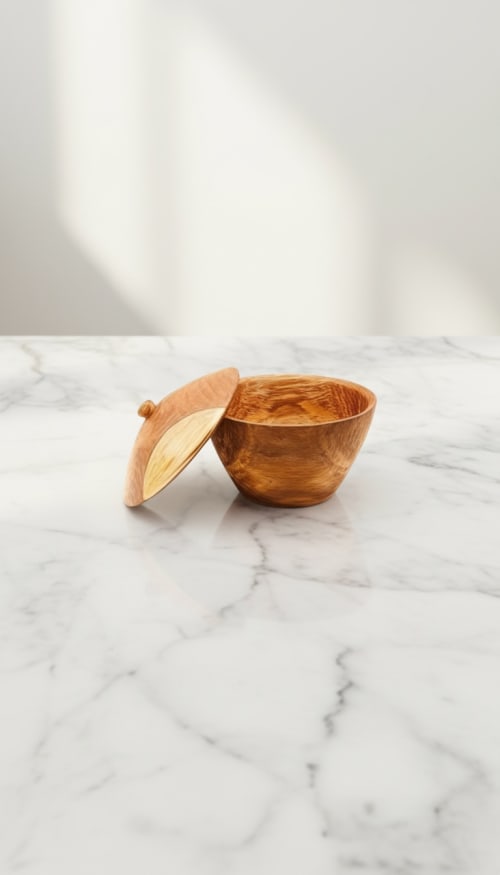 Handcrafted Applewood Vessel with Gold Leaf Inlay | Decorative Bowl in Decorative Objects by Holzkunst Samuel Meisinger