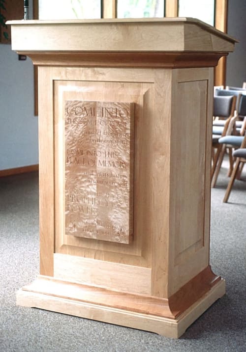 "COME INTO THIS PLACE OF PEACE," CARVED PANEL | Sculptures by Brian Watson | Kitsap Unitarian Universalist Fellowship in Bremerton