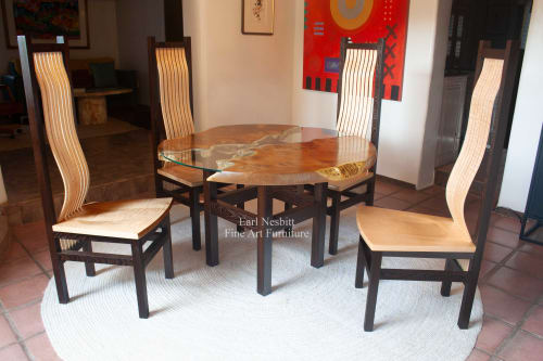 Round Live Edge Dining Table With Four Chairs | Tables by Earl Nesbitt Fine Furniture LLC