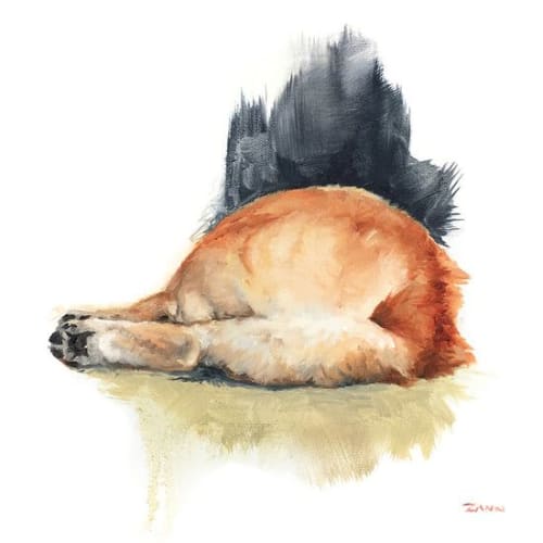 Sunday Corgi | Oil And Acrylic Painting in Paintings by Paws By Zann Pet Portraits