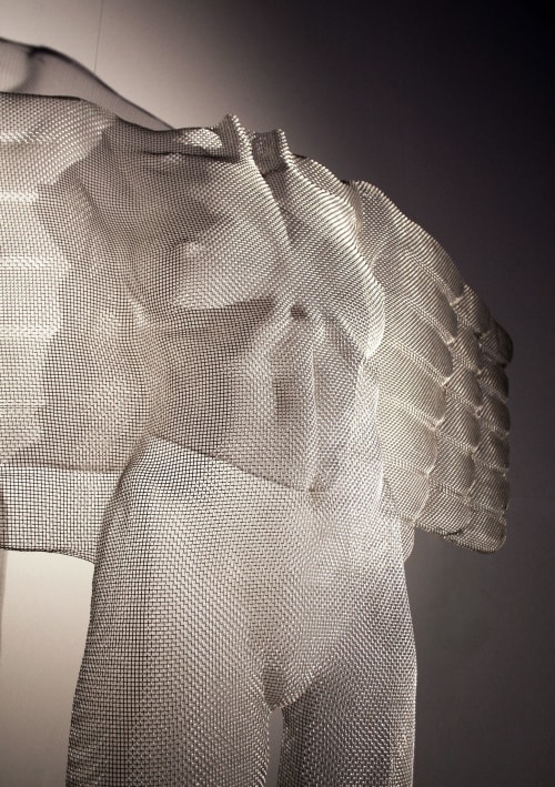 Angel sculpture ’ICENGEL' 2021, bronze mesh | Sculptures by David Begbie MRSS
