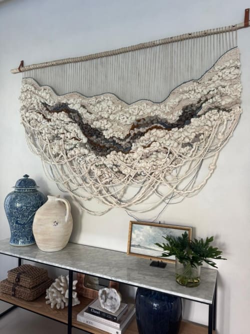 One of a Kind Fiber Art Wall Hanging  "Opened are Anchored" | Tapestry in Wall Hangings by Rebecca Whitaker Art