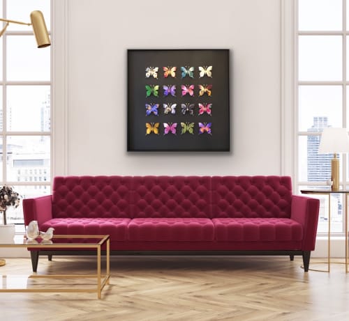 Flower Butterfly Box - Black | Wall Sculpture in Wall Hangings by Lorna Doyan