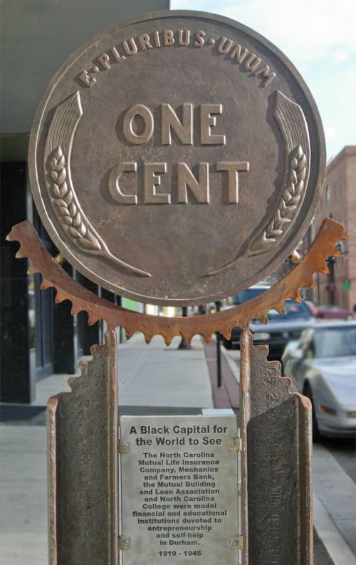 Black Wall Street /Parrish St. Historical Markers | Public Sculptures by Michael and Leah Foushee Waller