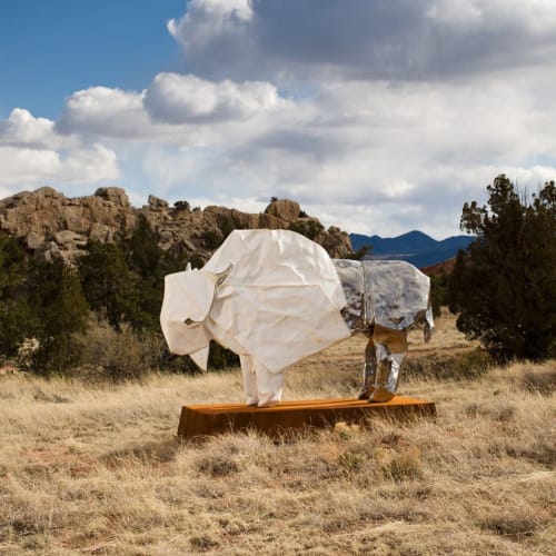 White Bison | Public Sculptures by KevinBoxStudio. | Turquoise Trail Sculpture Garden and Studio in Los Cerrillos