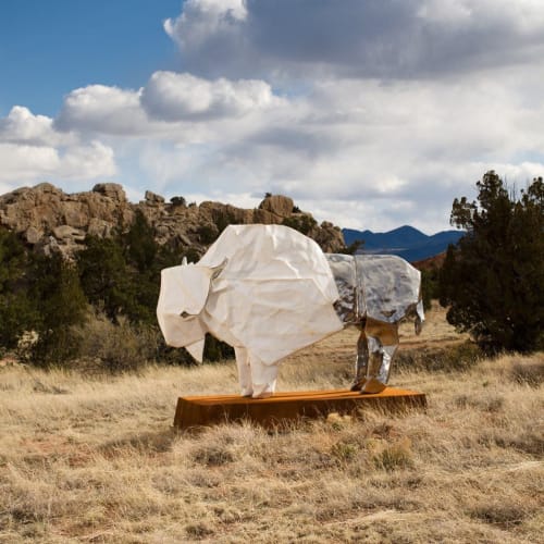 White Bison | Public Sculptures by KevinBoxStudio | Turquoise Trail Sculpture Garden and Studio in Los Cerrillos