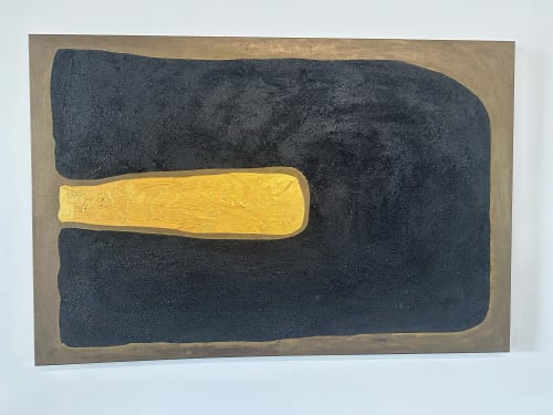 Luxury Gold and Carbon Painting on Spanish Linen Minimalist | Oil And Acrylic Painting in Paintings by RGB Fine Art