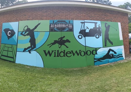 Wildewood Tennis Lounge | Murals by Christine Crawford | Christine C Creates | The Members Club at WildeWood in Columbia