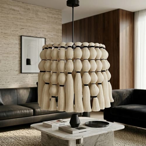 CASCADE No.1 | Modern Macrame Chandelier & Fiber Art | Chandeliers by Puvor