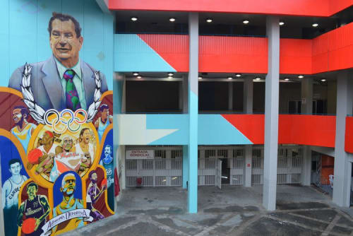 "Tuto" Marchand & Puerto Rican Basketball | Murals by Diego Romero | Coliseo Roberto Clemente Coliseum in San Juan