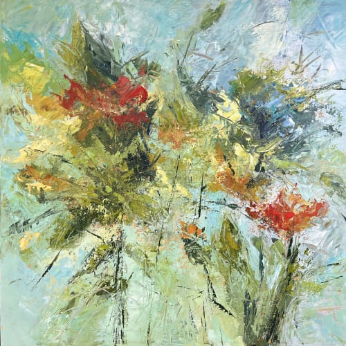 Fantasy Garden - Abstract Floral Painting on Canvas | Oil And Acrylic Painting in Paintings by Filomena Booth Fine Art