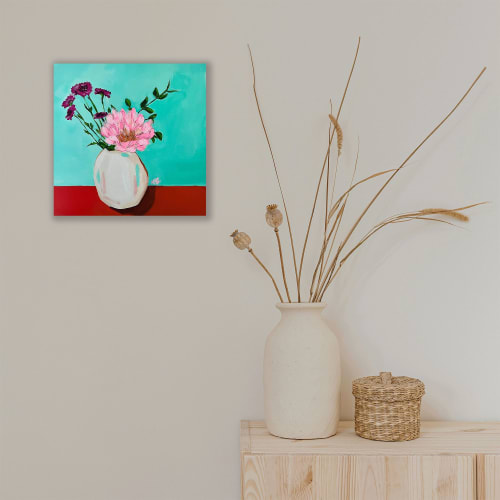 Big Pink Flowers | Mixed Media in Paintings by Nicole Simms