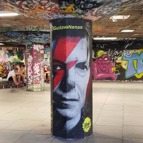 David Bowie | Street Murals by Gustavo Nénão | Southbank Skate Space in London