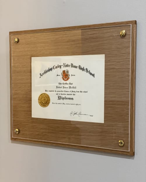 Modern Diploma Frame Handcrafted by Robert Wolfkill | Decorative Frame in Decorative Objects by Wolfkill Woodwork