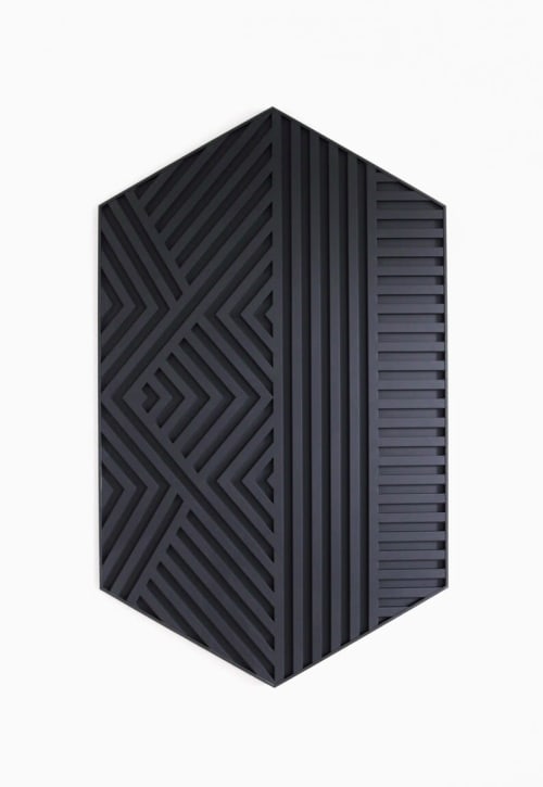 Black Modern Art, Modern Geometric Art, Wood Slat Wall | Wall Hangings by Blank Space Studios