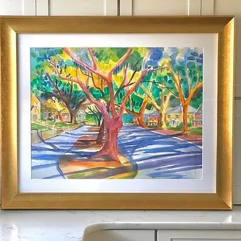 Country Club at Park Ave / Original Watercolor / 20x30 | Decorative Objects by Elizabeth Sheats Art