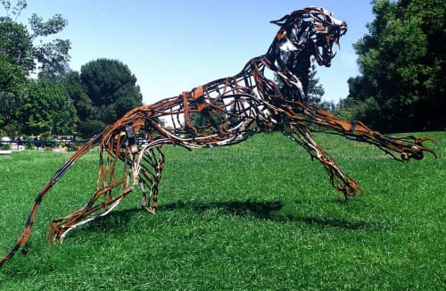 Large scale sculptures of elk and tiger | Public Sculptures by Wendy Klemperer Art Inc | California State University, Bakersfield in Bakersfield