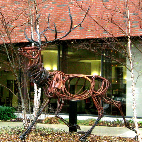 Red Deer Running | Public Sculptures by Wendy Klemperer Art Inc | KeyBank in Bangor