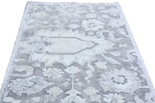 Rug & Kilim's Contemporary Geometric Floral Silver Gray Wool | Area Rug in Rugs by Rug and Kilim