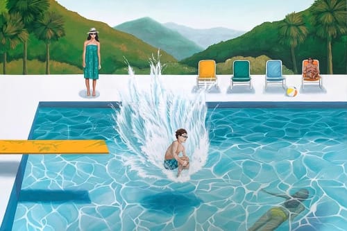 Poolside Family Portrait | Paintings by Nicolette Atelier