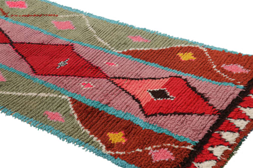 Vintage Moroccan Runner Rug with Multicolor Diamond | Area Rug in Rugs by Rug and Kilim