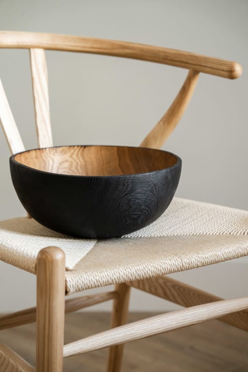 Handcarved Extra Large Charred Wooden Bowl | Dinnerware by Creating Comfort Lab