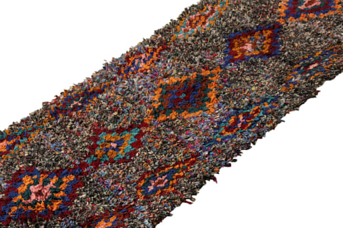 Vintage Berber Moroccan runner in Gray, Multicolor Lozenge | Area Rug in Rugs by Rug and Kilim