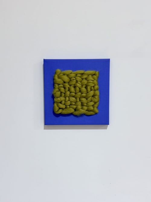 Mixed Media Weaving | Cobalt and Chartreause | Tapestry in Wall Hangings by Sarah Lawrence