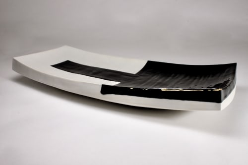 Rectangular architectural hollow platter form | Serveware by Mimi Logothetis Porcelain