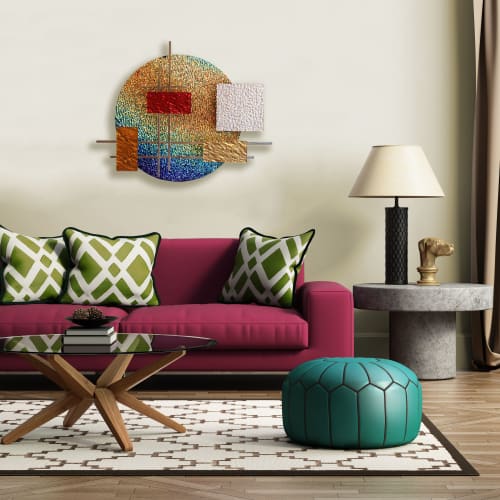 "Dichro" Glass and Metal Wall Art Sculpture