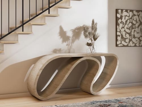 Surge Console In Travertine Marble | Tables by Neal Aronowitz