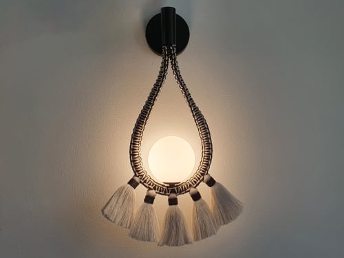 Tribe black and white handwoven sconce- intrigue and charm | Sconces by Light and Fiber