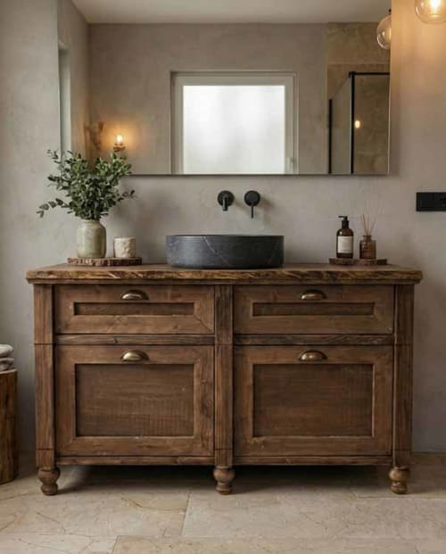 Anatolia Rustic Solid Wood Bathroom Vanity | Countertop in Furniture by ATELIER 10