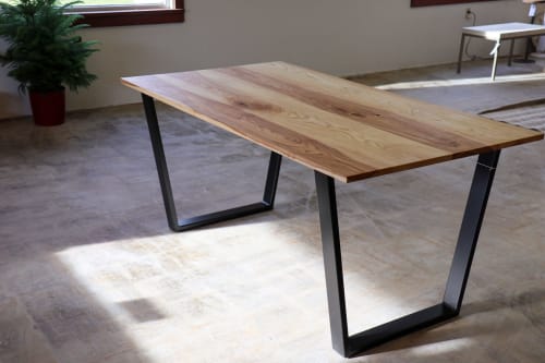 Modern Ash Dining Table with Black Steel Tapered Legs (in st | Tables by Hazel Oak Farms