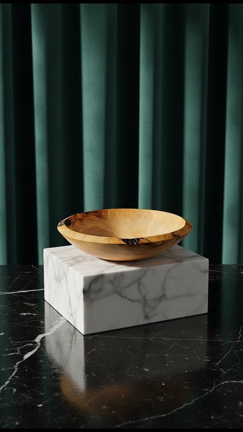 Minimalist Maple Wood Bowl | Hand-Turned Artisan Unique | Decorative Bowl in Decorative Objects by Holzkunst Samuel Meisinger