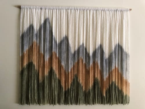 SIERRA SAGE Grey Tan Sage Green Textile Wall Tapestry | Macrame Wall Hanging in Wall Hangings by Wallflowers Hanging Art