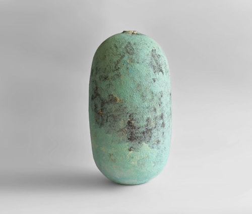 TURQUOISE Minimalist turquoise ceramic Sculptural vase | Vases & Vessels by Àlvar Martínez Mestres