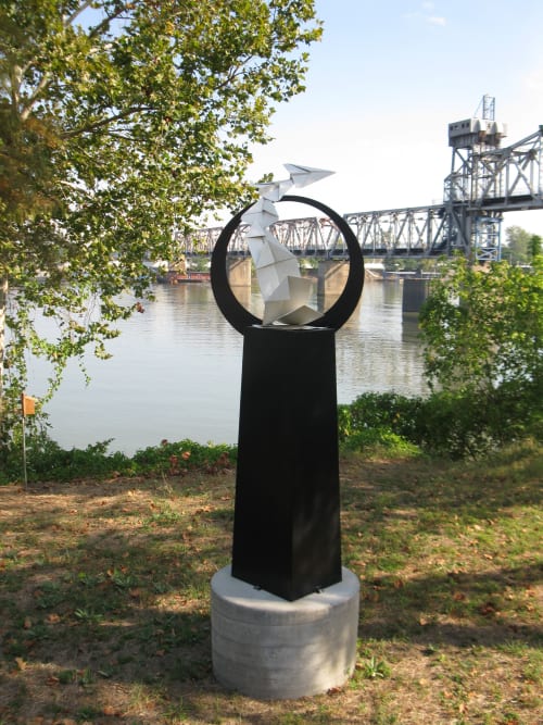 Plane Folding | Public Sculptures by KevinBoxStudio | Little Rock River Market in Little Rock