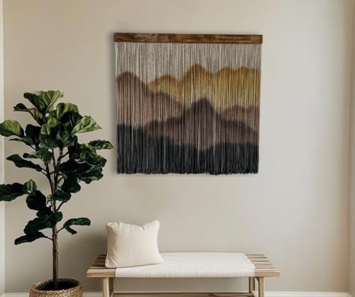 Hand dyed Wall Hanging "Sunset Silhouettes" | Wall Hangings by KnitushkiStore