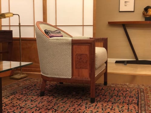 Club Chair with Ming Carving | Chairs by Brian Holcombe Woodworker