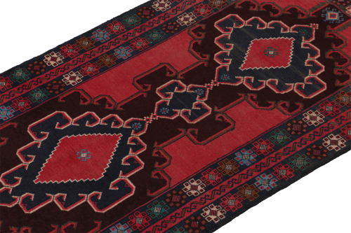 Vintage Baluch Afghan runner in Red, Blue & Brown Patterns | Rugs by Rug and Kilim