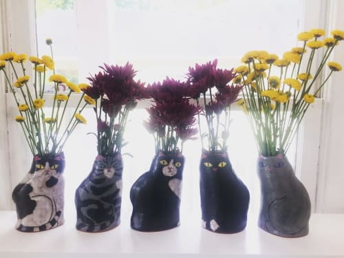 Cat Vases | Art & Wall Decor by Yen-Ting Chiu Ceramics
