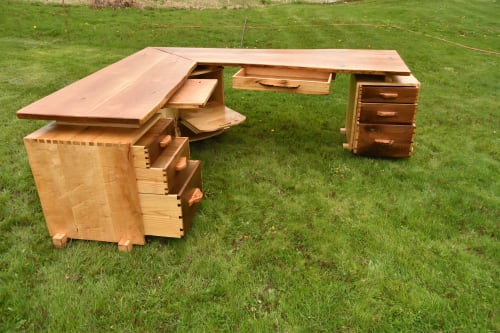 Custom Live edge Cherry L desk | Tables by Gill CC Woodworks
