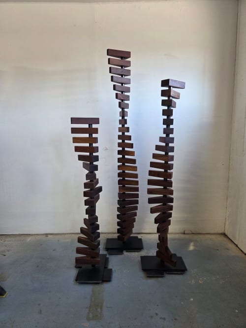 Stacks Series: Walnut Helices | Sculptures by Where Wood Meets Steel