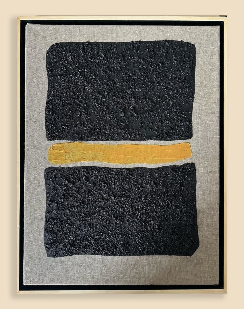 Luxury Gold and Carbon Painting on Spanish Linen Minimalist | Oil And Acrylic Painting in Paintings by RGB Fine Art