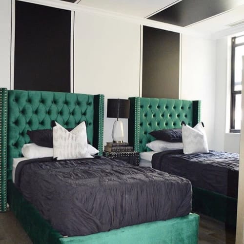 Green Aiden Velvet Bed | Beds & Accessories by Meridian Furniture