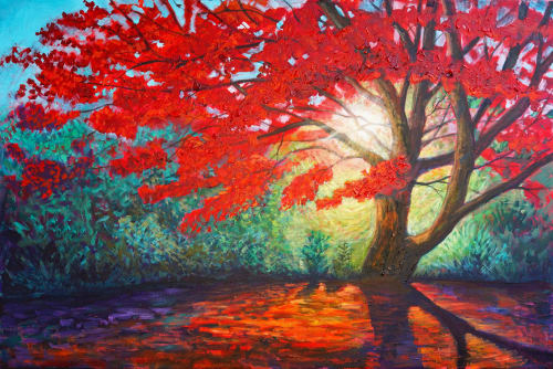 The Radiant Maple — Original Oil Painting | Oil And Acrylic Painting in Paintings by DaggArt