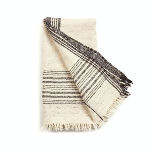 Seytu Classic Black & White Soft Artisanal Stripes Handloom | Linens & Bedding by Studio Variously